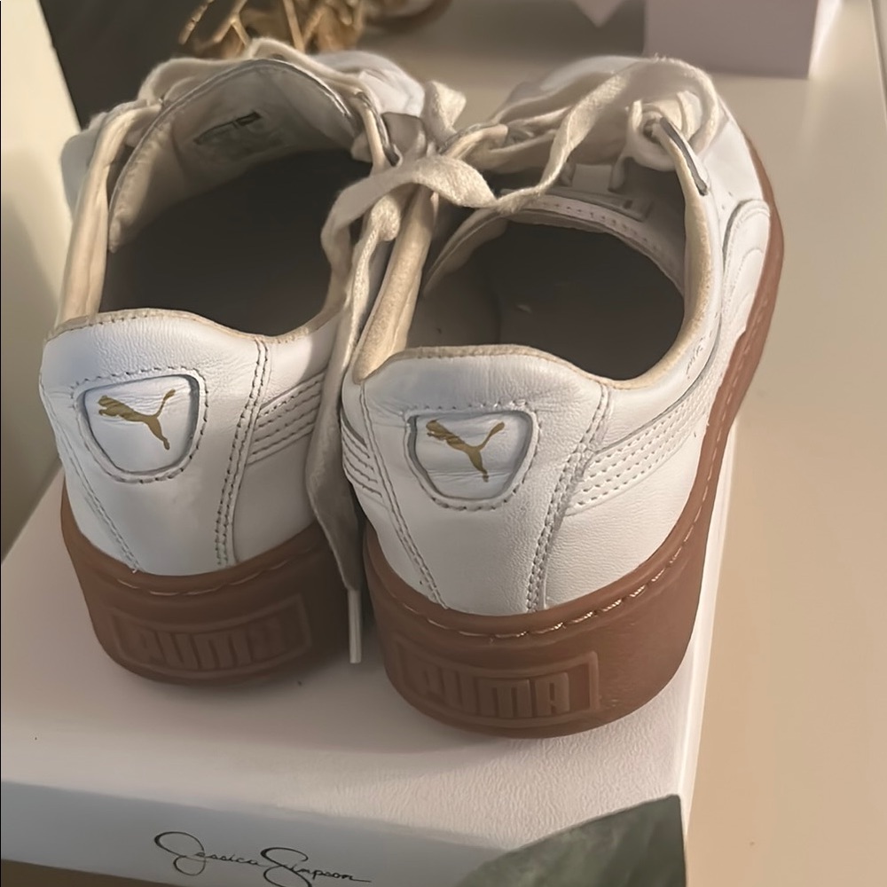 Puma White Sneakers with Rich Brown Soles. Negotiable! - Picture 3 of 4